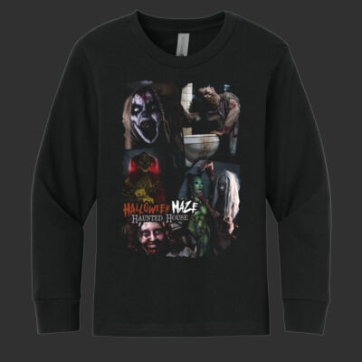 Youth Cotton Long Sleeve T-Shirt - A Collage of Horror Thumbnail